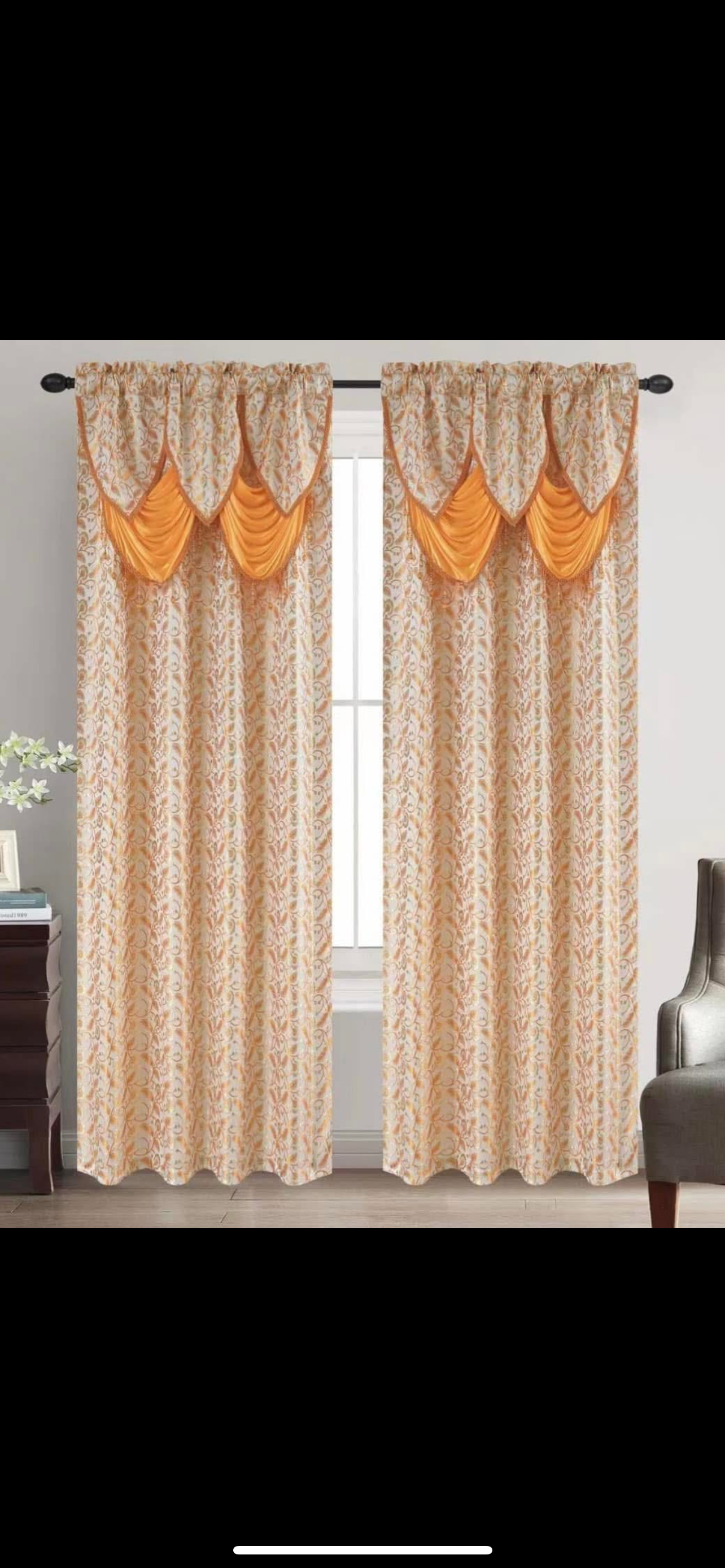 2PCS LUXURIOUS JACQUARD PANEL
WITH BACKING Window Curtain Set