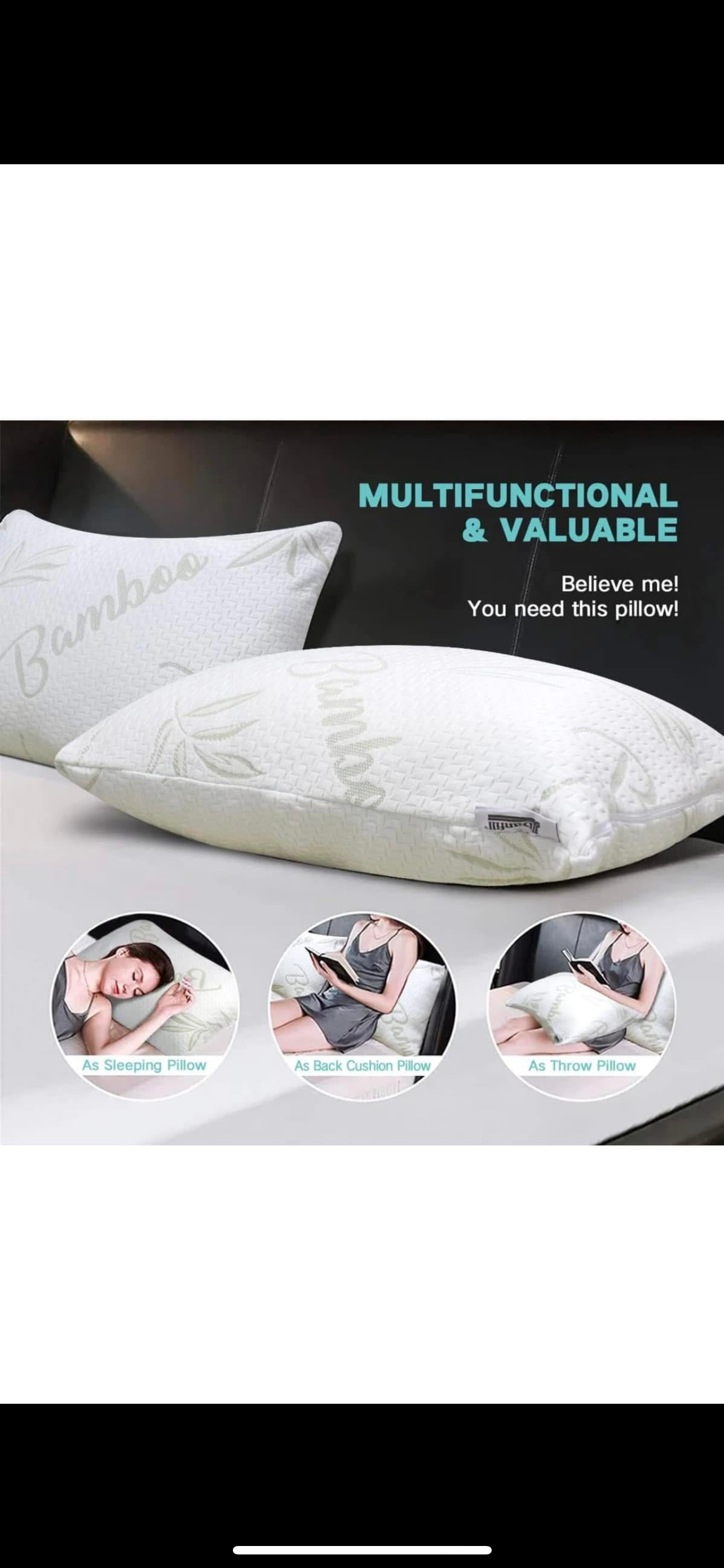 1pc Bamboo Pillow King Size