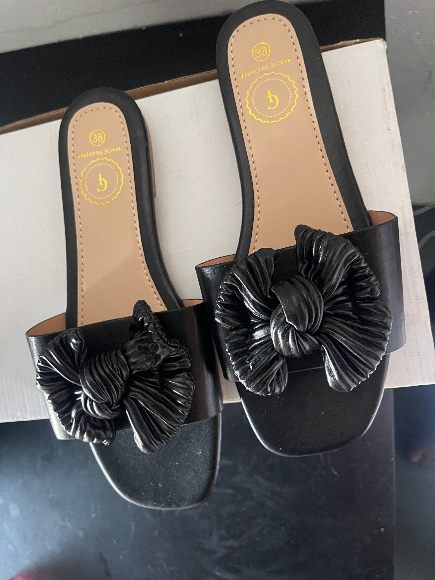 Black Sandals With a Bow