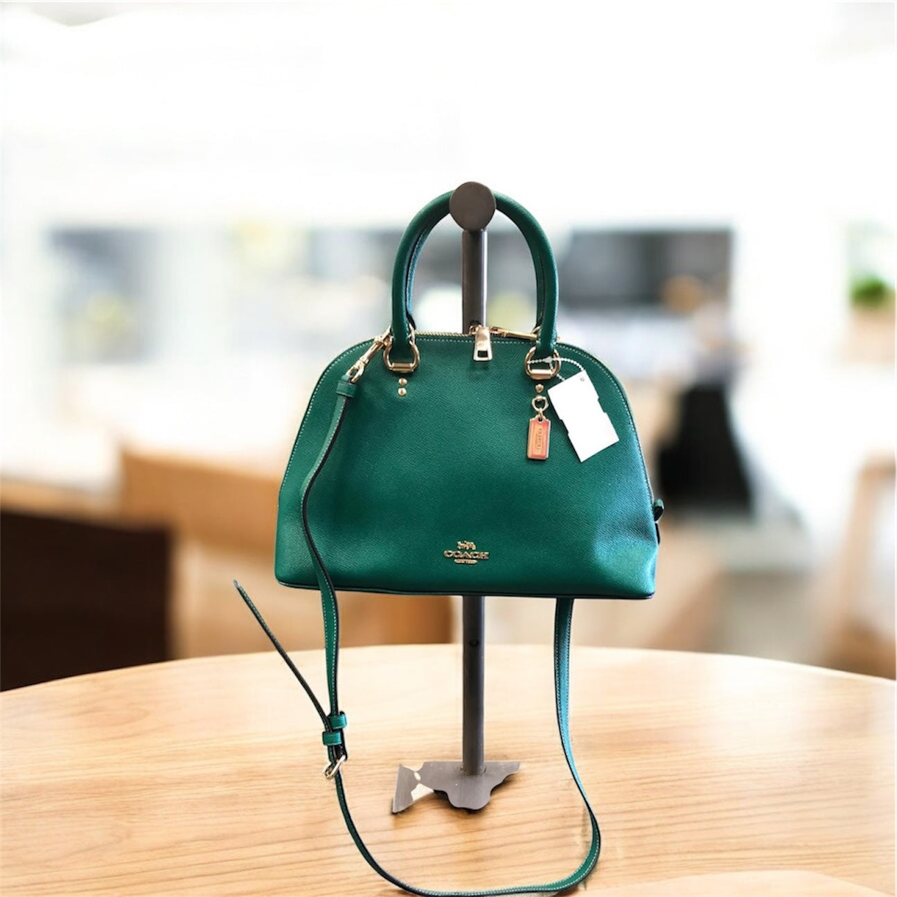 Used Coach Katy Satchel Shell Bag - Jade Green - Crossgrain Leather 2553 - W/ Strap