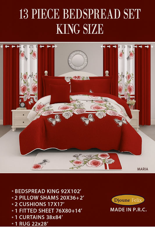 13 PIECE BEDSPREAD SET
KING SIZE