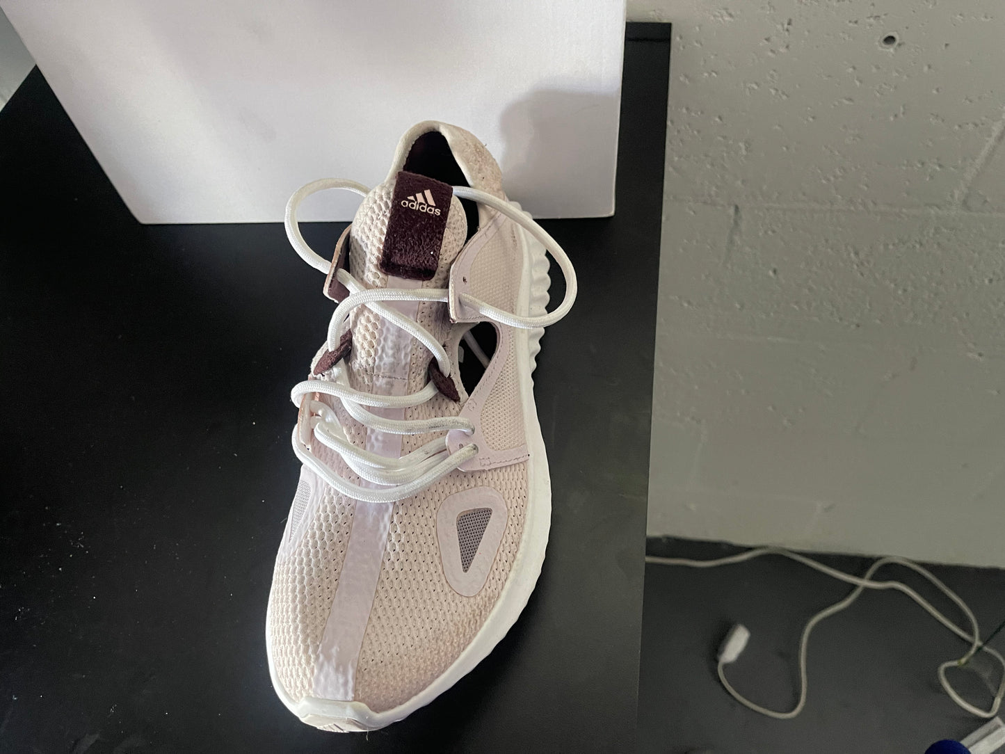 Used Adidas Run Lux Clima running shoe in off-white.