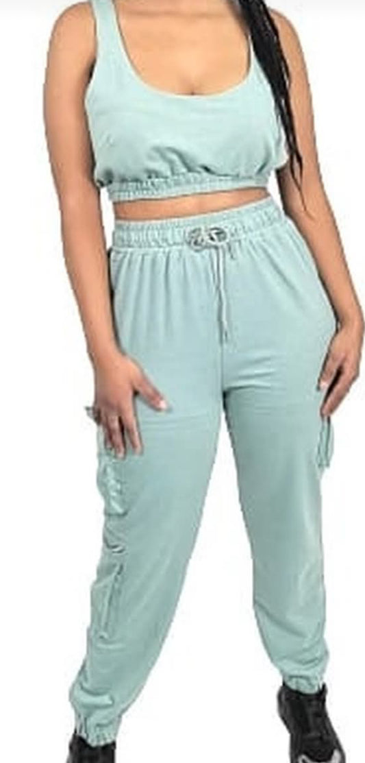 2-Piece Casual Crop Top & Jogger Set