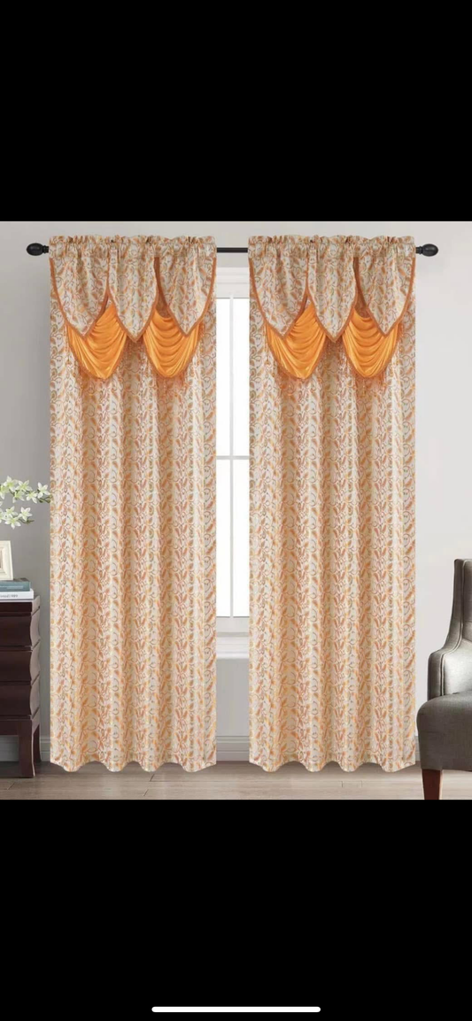 2PCS LUXURIOUS JACQUARD PANEL
WITH BACKING Window Curtain Set
