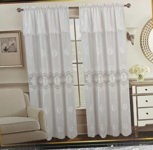 1pcs Macramé Window Panel with Attached Valance – 1 Piece