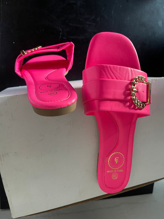Hot pink and Gold Strap Sandals